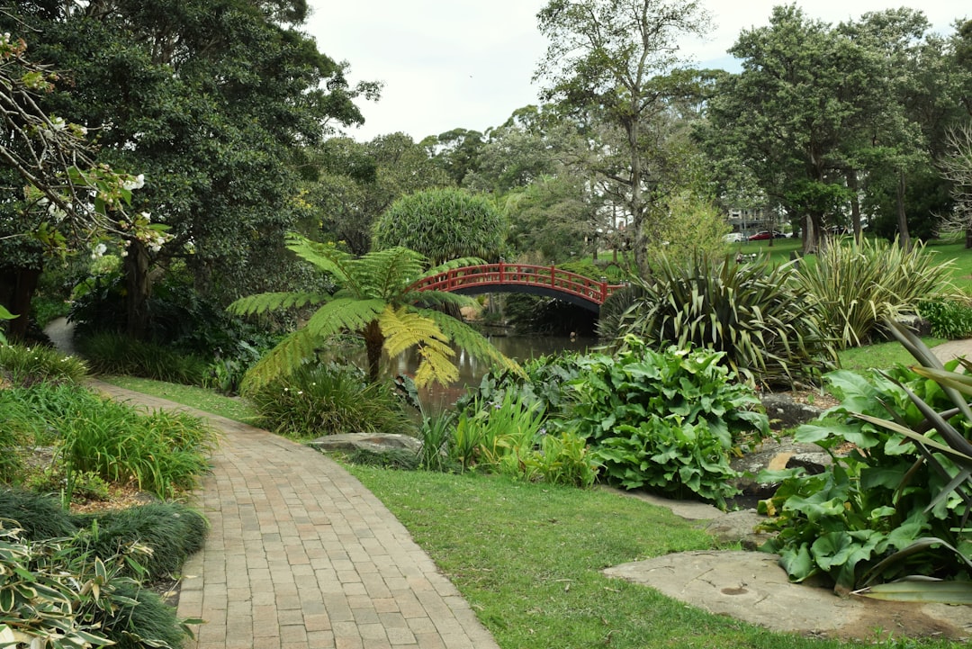 Vegetable garden with cucumber and tomato plants growing on trellises